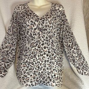 CAbi Leopard Print Blouse - Black and Brown